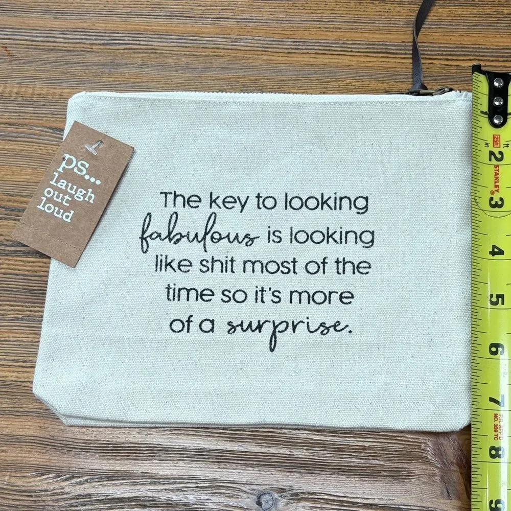 Stylish Cream Canvas Cosmetic Bag by